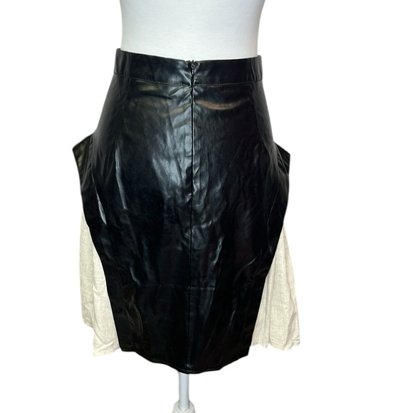 Micas Color Block Patchwork Faux Leather Skirt - Picture 4 of 7